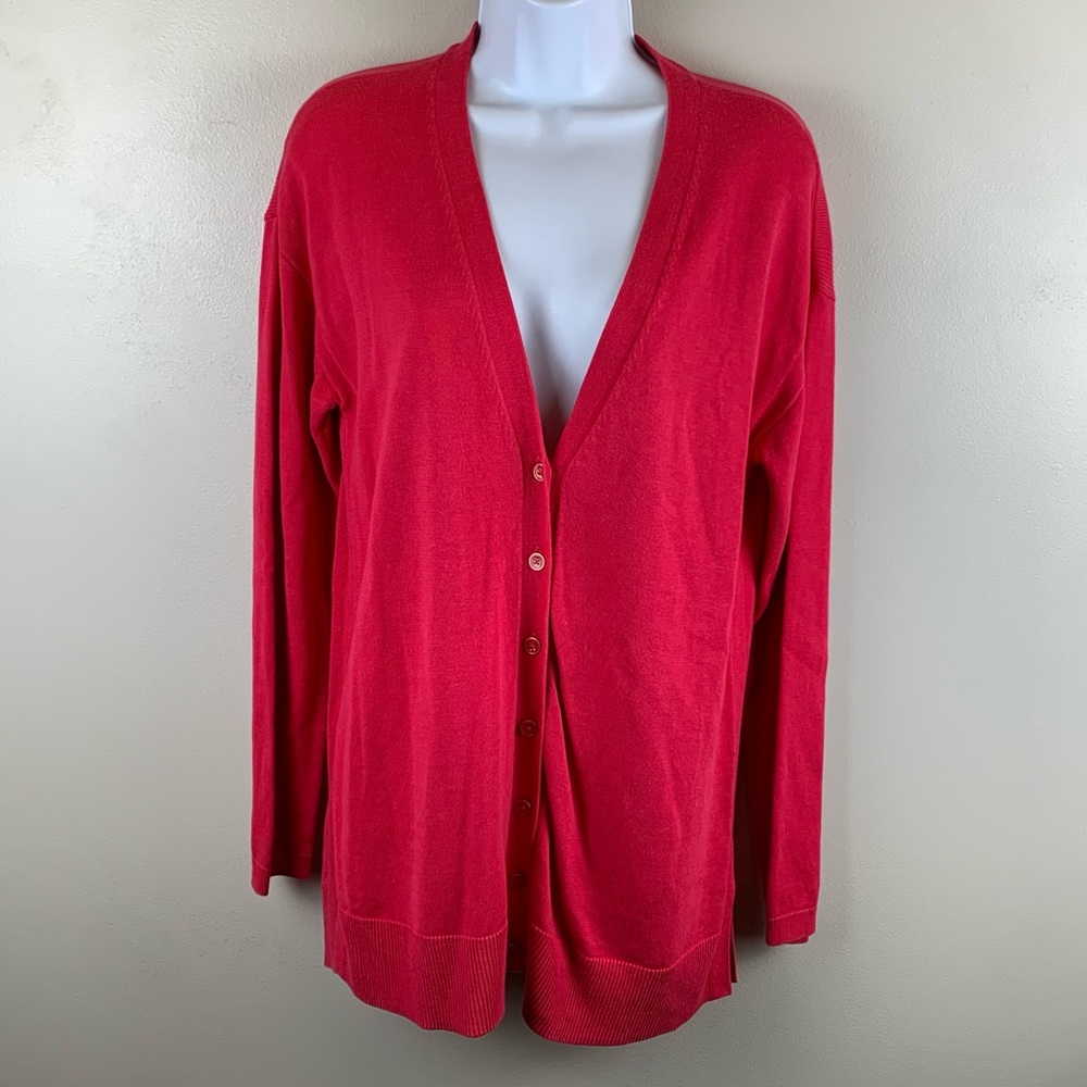 Talbots Sweater Womens Medium Pink Cotton Blend Long Sleeve‎ Button Cardigan